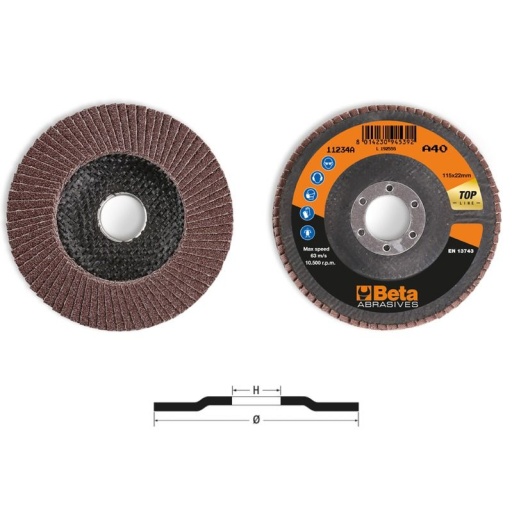 Disque à simple lamelle corindon Top line support fibre de verre 115mm 11234A grain 120