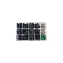 Assortiment pour connecteurs électriques étanches étanche Delphi  - 426 pcs
Ce type de connecteurs permet d'assurer une connection électrique étanche sur les connecteurs Delphi 
Contient des connecteurs mâles et femelles 1 pôle (10pcs), 2 pôles (7pcs) , 3 pôles (5pcs), 4 pôles (4 pcs), 4 pôles carré (3 pcs) et 6 pôles (3 pcs)
Contient les cosses à sertir mâles (90 pcs) et femelles (90 pcs) ainsi que les joints d'étanchéité et obturateurs verts (180 pcs)
Convient pour une taille de câble de 1.0mm -2.0mm et les câbles carrés de 0.85mm - 1.25mm
Conforme ROHS. 