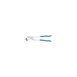 La pince possede une double cannelure augmentant ainsi sa robustesse. 
permet de recaler les pneus qui ne se positionnent pas sur le diamètre d`accroche de la jante. les machoires de la pince viennent exercer une pression sur les flans du pneu en tirant vers le haut. cela permet égalment de démonter le pneu de la jante. la structure des machoires de la pince evite tout domm ge eventuel de la chambre à air lors de l`intervention. la pince est chromée et gainée  pour plus de confort.
