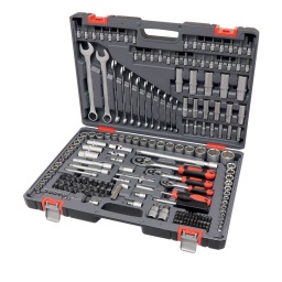 Coffret de douilles 1/4 + 3/8 + 1/2
216 pièces 
Acier au chrome vanadium
Douille 6 pans 
Garantie totale Drakkar 