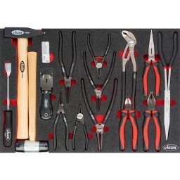 Module marteau, pinces, pinces circlips, 25 pièces
Marteau, maillet
Grattoir
- 6 pinces circlips
3 pinces
1 pince extra longue 340mm
- Dimension 563x393mm