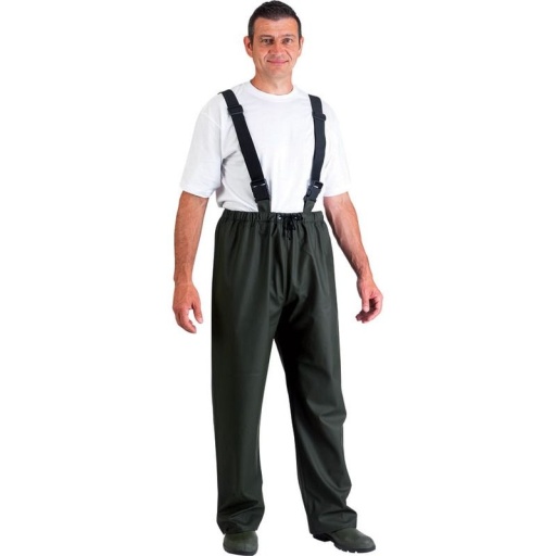 Pantalon de pluie vert a bretelles