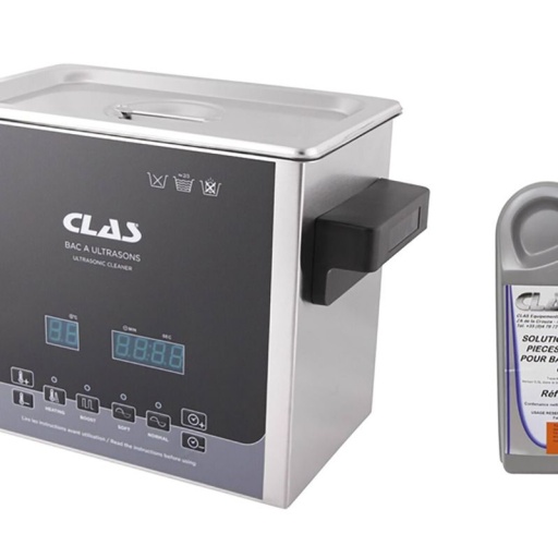 Bac à ultrasons 3l 100w 40khz + solution de nettoyage concentrée 25%