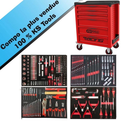Servante d'atelier 6 tiroirs racing avec compo outillage 4 tiroirs ks tools
