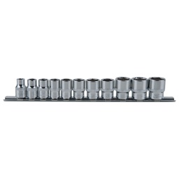 6 pans
Système FlankTraction
Selon DIN 3124 / ISO 2725
Carré d'entraînement intérieur selon DIN 3120 / ISO 1174 avec encoche pour verrouillage par bille
Pour une utilisation manuelle
Finition chromée
Comprend un rail de rangement