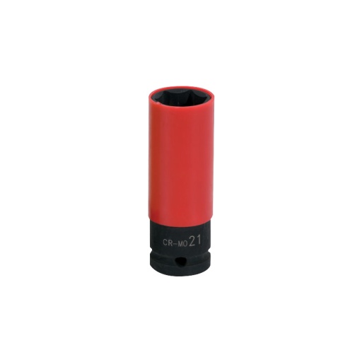 Douille à chocs longue 6 pans pour jantes aluminium - rouge - 21 mm