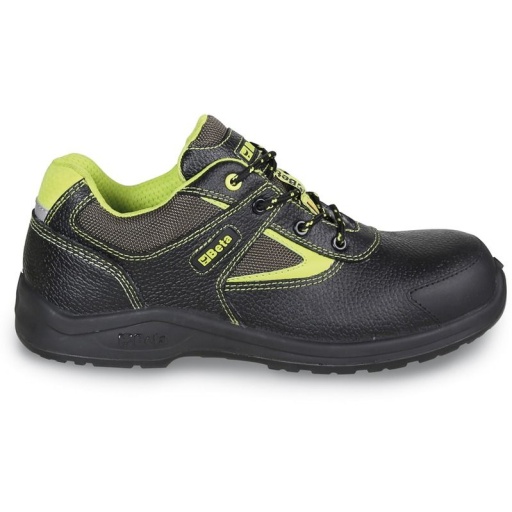 Chaussure de sécurité basse en cuir pigmenté hydrofuge avec inserts en nylon et couvre-embout anti-abrasion