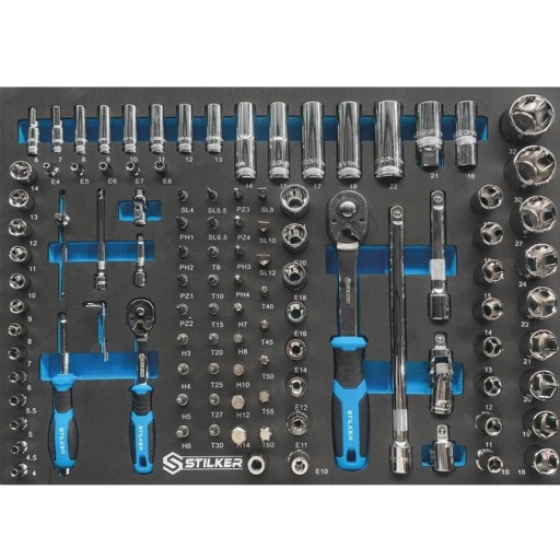 Module mousse plein - douilles et cliquets 1/2" - 1/4" - 109 outils