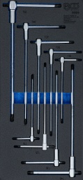 Finition de haute qualité pour utilisation dans l’artisanat et l’industriePour les têtes de vis à profil T (pour Torx) de T10 à T50Empreinte sur trois extrémitésPermet de visser dans des zones difficiles d’accèsSelon le type de vissage, utilisable aussi bien avec des tiges courtes que longuesAvec marquage de la matière et de la tailleLame coulissante avec goupille de sécuritéInsert en mousse dure robuste de haute qualitéLes outils sont rangés dans les compartiments de l’insert en mousse dure qui les protège contre tout déplacementChaque outil a sa place individuelle correspondantePour toutes les servantes d’atelier de BGSContenu de la livraison 1 tournevis avec poignée en T coulissante | profil T (pour Torx) | T10 (art. 6091)1 tournevis avec poignée en T coulissante | profil T (pour Torx) | T15 (art. 6092)1 tournevis avec poignée en T coulissante | profil T (pour Torx) | T20 (art. 6093)1 tournevis avec poignée en T coulissante | profil T (pour Torx) | T25 (art. 6094)1 tournevis avec poignée en T coulissante | profil T (pour Torx) | T27 (art. 6095)1 tournevis avec poignée en T coulissante | profil T (pour Torx) | T30 (art. 6096)1 tournevis avec poignée en T coulissante | profil T (pour Torx) | T40 (art. 6097)1 tournevis avec poignée en T coulissante | profil T (pour Torx) | T45 (art. 6098)1 tournevis avec poignée en T coulissante | profil T (pour Torx) | T50 (art. 6099)