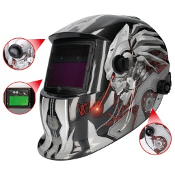 R&eacute;glage automatique du clair vers le sombre
Plus de changement de piles gr&acirc;ce aux cellules photovolta&iuml;ques
R&eacute;glage de la sensibilit&eacute; par potentiom&egrave;tre
R&eacute;ponse tr&egrave;s rapide m&ecirc;me en cas de pointage
R&eacute;glage du temps avant &eacute;claircissement par potentiom&egrave;tre
Casque r&eacute;glable
Protection optimale du cou
Protection du visage et des yeux conforme &agrave; la DIN EN 175, EN 379 1/1/1/2
