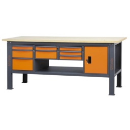 Etabli d'une longueur de 2,1m avec plan de travail en bois, 8 tiroirs et 1 compartiment de rangement avec porte.
Principales caractéristiques :
-Plan de travail (2100 x 750 mm) en bois contreplaqué stratifié de 38 mm d'épaisseur
-8 tiroirs (367x588 mm) montés sur glissières à billes de précision :
5 tiroirs d'une hauteur de 70 mm
2 tiroirs d'une hauteur de 140 mm
1 tiroir d'une hauteur de 210 mm
- Fonds de tiroirs protégés par un tapis en néoprène
- Chaque tiroir peut accueillir jusqu'à 4 modules d'outillage BETA
- Verrouillage centralisé à l'avant
- Serrure centralisé frontale
- 1 compartiment de rangement avec porte et serrure
- Structure en acier avec 4 pieds
- Prédisposition pour l'installation d'un étau (1599F/150 ou 1599GI/150, vendus séparément)
- Demi-étagère inférieure de rangement, 1788x335 mm ; épaisseur : 40 mm
- Prévu pour la fixation au sol
- Capacité de charge statique : 800 kg uniformément répartis

Les accessoires suivants peuvent être ajoutés :
- Panneau latéral perforé C58PFL
- Bord antichute, 2100 mm, C58BAC 2.1
- 174 kg
2.100x750x904 mm