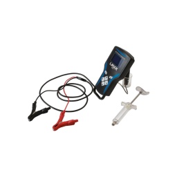 Testeur 12v pour liquide de frein
identifie le point d'ebullition de tout echantillon de liquide de frein 
ce testeur permet d'identifier le point d'ebullition des echantillons de liquide de frein
alimente par la batterie du vehicule. il donne une lecture digitale precise et claire.
seringue d'echantillonage et flasque d'echantillonage
l'utilisateur peut gerer la calibration lui meme
