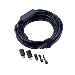 Endoscope numérique de 5,5 mm de diamètre pour Android, Mac et iPhone (iOS)
Caméra : Haute résolution (1 000 000 de pixels) avec un angle de vision de 70°.
Formats photo : JPG (1280 x 720). Vidéo : MP4/AVI (640 x 480). Comprend également une lampe torche intégrée à 6 LED réglables.
Focale : 20-100 mm, fréquence d’images : 25 images/s. Caméra de 5,5 mm de diamètre et de 5 m de long.
Fournie avec un crochet amovible, un miroir à 45° et un système de fixation magnétique.
Tension d'alimentation (provenant du téléphone) 5 V CC, plage de température de fonctionnement 0-45°.
Compatible avec : Apple iOS, Mac et Android.
Conforme aux normes CE et RoHS.