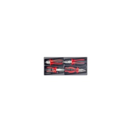 Module 4 pinces ergotorque

- poignée bicomposant ergonomique
- module de rangement en plastique

composition :
- 1 pince coupante de côté 165mm - 1 pince universelle 180mm - 1 pince bec demi rond coude 210mm - 1 Pince à bec plat 165mm 
