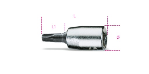 Douille tournevis pour vis Torx T8