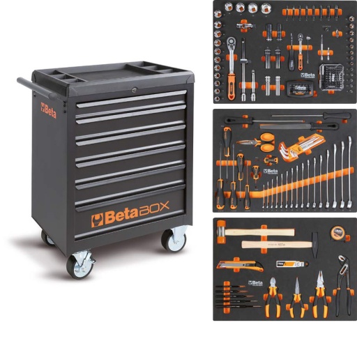 Servante d'atelier avec composition outils 3 plateaux