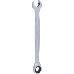 C&ocirc;t&eacute; cl&eacute; plate avec nouveau m&eacute;canisme de cliquet
Syst&egrave;me FlankTraction
Selon DIN 3113 / ISO 3318
Fourche inclin&eacute;e &agrave; 15&deg;
Forme droite
Cliquet pr&eacute;cis 72 dents
Finition satin&eacute;e
Chrome Vanadium
