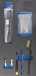 Consommables du kit de réparation en matière synthétique avec fers à souder à gaz art. 9388Étendue de la livraison:2 tête de soudage, 9 mm + 12 mm1 tournevis, 3 x 50 mm1 brosse de nettoyage1 tige de nettoyage3 tissu en acier inoxydable de renforcement, 100 x 60 mm6 bague de soudure pour acrylonitrile-butadiène-styrène (ABS), longueur 170 mm6 bague de soudure pour polystyrole, longueur 170 mm6 bague de soudure pour polyéthylène (PE), longueur 170 mm6 bague de soudure pour polypropylène (PP), longueur 170 mm