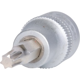 Torx
Carré d'entraînement intérieur selon DIN 3120 / ISO 1174 avec encoche pour verrouillage par bille
avec embout tournevis nickelé serti
Pour une utilisation manuelle
Finition satinée
Chrome Vanadium
