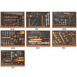 Composition de 333 outils pour la réparation automobile en plateaux mousse compacte 910AL douille 6 pans série longue 8-9-10-11-12-13-14-15-16-17-19-21-22 mm 920AL douille 6 pans série longue 10-12-13-14-15-16-17-18-19-21-22-23-24-27-30-32 mm 920FTX douilles pour écrous à empreinte Torx®, 1/2