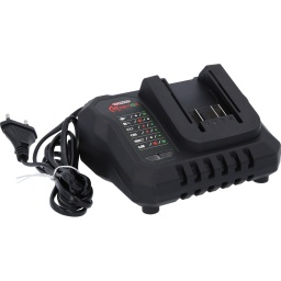 Convient pour toutes les batteries lithium-ion 18 V de la série eMONSTER
boîtier en plastique robuste
Coupe-circuit de sécurité intégré
Affichage d’état LED
Chargeur avec courant de charge max. de 3 A
Utilisation sur pied ou en montage mural