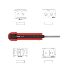 Extracteur universel de cosses pour connecteurs plats
et ronds
- pour fabricant kostal rk
- pour diamètre de connecteur 2.5 mm - extraction suivant le principe 4
- capot de protection de lame
- pointe en acier
utilisation : mercedes