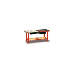 Etabli de travail beta - plan de travail bi-matières en aluminium anti-derapant et en caoutchouc mat - capacité de chargement: 800kg - possibilité d'adapter la paroi porte-outils c57p - 3 tiroirs avec serrure - plateau: 2000x640mm - qualité premium beta depuis 1939