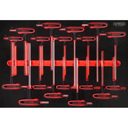 Module clés mâles coudées à poignée en T dans module en mousse 18 pcs