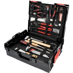 L-BOXX avec jeu d’outils universels 1/4+ 1/2 148 pcs
Système FlankTraction
Finition satinée
Chrome Vanadium
Livré dans une L-BOXX 136 pratique
Dimensions extérieures : 442 x 357 x 151 mm
Dimensions intérieures : 378 x 311 x 99,5 mm
Boîtier ABS résistant aux chocs et aux coups
Forme ergonomique pour un travail confortable et sûr.
Robuste et résistant contre les projections d’eau pour une utilisation mobile
Poignées de transport pouvant supporter une charge maximale de 40 kg
Couvercle pouvant supporter une charge maximale de 100 kg
Des inserts sur mesure sécurisent l’outil et le protègent de manière fiable pendant le transport
Des languettes auto-agrippantes flexibles maintiennent l’outil en toute sécurité
Accès rapide grâce à une organisation structurée : tout est immédiatement à portée de main
Poignée de transport intégrée confortable pour une manipulation facile
Empilable et entièrement compatible avec toutes les tailles et variantes de L-Boxx (par ex. Bosch ou aménagements de véhicules Sortimo)
Des fermetures latérales à clic brevetées permettent une fixation simple et sûre, même directement dans le véhicule
Combinable de manière flexible : idéal pour les ateliers, les interventions extérieures et les véhicules de service
Rangement clair des outils, des accessoires et des petites pièces : chaque chose est à sa place
Plus d’efficacité au quotidien grâce à un rangement structuré et un empilage modulaire
Transport sûr sans risque de glissement : protection contre les chocs même en cas d’utilisation mobile
Composition :
115.1012 1 x Pince coupante diagonale ERGOTORQUE, 160 mm
115.1021 1 x Pince universelle ERGOTORQUE, 180 mm
115.1023 1 x ERGOTORQUE Pinces à bec demi-rond, 160mm
115.2001 1 x Water pump pliers, 240mm, 10"
116.1400 1 x Tenailles russes, 250mm
142.1330 1 x Marteau rivoir manche Hickory, 300 g
151.3220 1 x Ball ended hexagon key wrench set,extra long,9 pcs
156.0160 1 x Punch + chisel set 5 pcs
157.0105 1 x Lime demi-ronde, E, demi-douce, 200mm
159.1002 1 x Tournevis ERGOTORQUE+, fente, 3 mm, 155 mm
159.1005 1 x Tournevis ERGOTORQUE+, fente, 5,5mm, 205mm
159.1008 1 x Tournevis ERGOTORQUE+, fente, 6,5mm, 230mm
159.1020 1 x Tournevis ERGOTORQUE+, PH1, 180 mm
159.1021 1 x Tournevis ERGOTORQUE+, PH2, 205 mm
159.1041 1 x Tournevis ERGOTORQUEplus, PZ 2, 205mm
159.1198 1 x ERGOTORQUEplus 1/4" bit screwdriver 205mm
300.0114 1 x Mètre à ruban avec blocage noir-rouge, 5 mx19mm
300.0301 1 xHard metal scriber, 145mm
300.0510 1 xPocket vernier calliper 0-150mm, 235mm
339.0006 1 xCiseaux à bois, 16mm, 270mm
517.0608 1 x Clé mixte coudée, 8mm
517.0609 1 x Clé mixte coudée, 9mm
517.0610 1 x Clé mixte coudée, 10mm
517.0611 1 x Clé mixte coudée, 11mm
517.0612 1 x Clé mixte coudée, 12mm
517.0613 1 x Clé mixte coudée, 13mm
517.0614 1 x Clé mixte coudée, 14mm
517.0616 1 x Clé mixte coudée, 16mm
517.0617 1 x Clé mixte coudée, 17mm
517.0619 1 x Clé mixte coudée, 19mm
517.0622 1 x Clé mixte coudée, 22mm
550.1000 1 x Telescopic magnetic lifter, 130-630mm
550.1239 1 x Lampe torche à LEDs CREEpower, L.96 mm
907.2135 1 x Universal snap off blade knife 18 mm
907.2262 1 x Couteaux de peintre EDELSTAHL, 38mm, manche en bois
911.1202 1 x Rallonge 1/2'', 125mm
911.1203 1 x Rallonge 1/2'', 250mm
911.1207 1 x 3/8" Sliding adaptor, 3/8"Fx1/2"M
911.1250 1 x 1/2" Universal joint
911.1423 1 x Rallonge 1/4'', 6 pans, 50mm
911.1424 1 x Rallonge 1/4'', 6 pans, 100mm
911.1425 1 x Sliding T-bar, 1/4", 110mm
911.1450 1 x 1/4" Universal joint
911.2060 1 x 1/4" CLASSIC Bit set, 32 pcs
911.2188 1 x Insulated voltage tester 150 - 250 V, 145mm
911.4327 1 x 1/4" Bit adaptor socket with clamping ring
911.4351 1 x 1/2" Bit adaptor socket, 1/2" x 5/16", 38mm
911.5129 1 x 5/16" Embouts, 6pans 30mm, 10mm
911.5130 1 x 5/16" Embouts, 6pans 30mm, 12mm
911.5131 1 x 5/16" Embouts, 6pans 30mm, 14mm
911.5134 1 x 5/16" Embouts, PHILLIPS 30mm, PH 3
911.5135 1 x 5/16" Embouts, PHILLIPS 30mm, PH 4
911.5141 1 x Embout de vissage Fente, L.30 mm - 5/16'' - 8 mm
911.5142 1 x 5/16" Embouts, fente, 30mm, 10mm
911.5144 1 x 5/16" Embouts Torx, 30mm, T40
911.5145 1 x 5/16" Embouts Torx, 30mm, T45
911.5146 1 x 5/16" Embouts Torx, 30mm, T50
911.5147 1 x 5/16" Embouts Torx, 30mm, T55
912.1290 1 x Cliquet réversible 1/2'', 72 dents
912.1490 1 x Cliquet réversible 1/4'' , 72 dents
917.1210 1 x Douille 1/2'' 6 pans, 10mm
917.1211 1 x Douille 1/2'' 6 pans, 11mm
917.1212 1 x Douille 1/2'' 6 pans, 12mm
917.1213 1 x Douille 1/2'' 6 pans, 13mm
917.1214 1 x Douille 1/2'' 6 pans, 14mm
917.1215 1 x Douille 1/2'' 6 pans, 15mm
917.1216 1 x Douille 1/2'' 6 pans, 16mm
917.1217 1 x Douille 1/2'' 6 pans, 17mm
917.1218 1 x Douille 1/2'' 6 pans, 18mm
917.1219 1 x Douille 1/2'' 6 pans, 19mm
917.1221 1 x Douille 1/2'' 6 pans, 21mm
917.1222 1 x Douille 1/2'' 6 pans, 22mm
917.1224 1 x Douille 1/2'' 6 pans, 24mm
917.1227 1 x Douille 1/2'' 6 pans, 27mm
917.1230 1 x Douille 1/2'' 6 pans, 30mm
917.1232 1 x Douille 1/2'' 6 pans, 32mm
917.1404 1 x Douille 1/4'' 6 pans, 4mm
917.14045 1 x Douille 1/4'' 6 pans, 4,5mm
917.1405 1 x Douille 1/4'' 6 pans, 5mm
917.14055 1 x Douille 1/4'' 6 pans, 5,5mm
917.1406 1 x Douille 1/4'' 6 pans, 6mm
917.1407 1 x Douille 1/4'' 6 pans, 7mm
917.1408 1 x Douille 1/4'' 6 pans, 8mm
917.1409 1 x Douille 1/4'' 6 pans, 9mm
917.1410 1 x Douille 1/4'' 6 pans, 10mm
917.1411 1 x Douille 1/4'' 6 pans, 11mm
917.1412 1 x Douille 1/4'' 6 pans, 12mm
917.1413 1 x Douille 1/4'' 6 pans, 13mm
970.0580 x 1