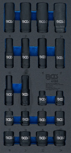 Module douilles à choc longues six pans 1/2" 10-24 mm 20 pièces