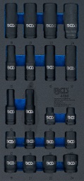 Douilles avec perçage pour une bille de retenueConvient particulièrement bien pour mode de fonctionnement pneumatiqueExécution six pans ProTorque®Étendue de la livraisonDouilles spéciales pour clé à douille à choc, longueur 38 mm: 10 - 12 - 13 - 14 - 15 - 17 - 19 - 21 - 22 - 24 mmDouilles spéciales pour clé à douille à choc, longueur 72 mm: 10 - 12 - 13 - 14 - 15 - 17 - 19 - 21 - 22 - 24 mm