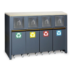 Module fixe pour le tri sélectif des déchets pour combinaison d'ameublement d'atelier C45PRO 2.0
Ce module est la solution idéale pour le tri sélectif des déchets (verre, papier, plastiques...)

- Plan de travail en bois contreplaqué stratifié (1360x615 mm)
- Structure robuste métallique composée de 4 collecteurs à porte basculante permettant le tri des déchets
- Chaque collecteur est équipé : d'un bac en plastique amovible d'une capacité de 25 litres.
de 4 roues pivotantes Ø 60 mm
- Livré avec 4 autocollants "recyclage" de couleurs permettant le repérage des collecteurs
- Avec pieds réglables en hauteur
