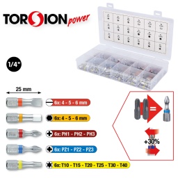 6&nbsp;embouts par profil
Plat, PH, PZ, Torx, carr&eacute; int&eacute;rieur six pans
Avec entra&icirc;nement 6 pans selon DIN 3126 / ISO 1173 - C 6,3
Pour une utilisation manuelle ou avec visseuse
Code couleur
Id&eacute;al pour une utilisation en atelier et en industrie
Avec zone de torsion
Pour amortir les pics de couple
plus longue dur&eacute;e de vie
Acier nickel&eacute;
En acier sp&eacute;cial
