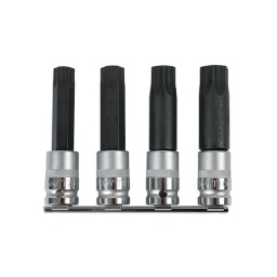 Torx Percé
Contenu : Embout Torx T70, T80, T90, T100 x 100mm de long
Les douilles sont fabriquées en chrome Vanadium et les embouts sont fabriqués en Acier SNCM-V
Application inclut entre autre: Ecous de culasse sur Ford, BMW, Citroen, Renault, Audi, Mercedes. Sur Poids lourds sur Man Serie F et M et Iveco + bouchons de vidange sur Man, DAF, Mercedes Benz
Fournis sur un rail de rangement