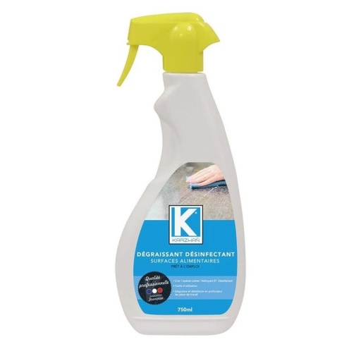 Désinfectant et dégraissant pour surfaces alimentaires - flacon spray 750ml