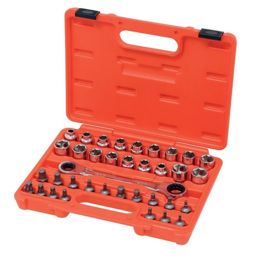 Coffret 36 douilles et embouts Torx+ clé à cliquet 
