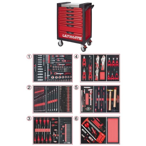 Servante Ultimate rouge 7 tiroirs avec composition 452 outils