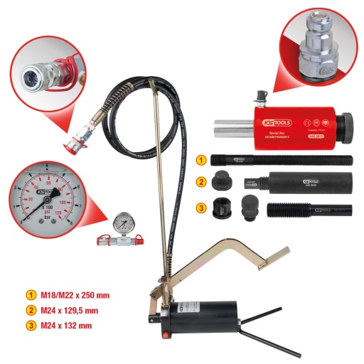 Système hydraulique 16t avec pompe hydraulique et manomètre 15 pcs