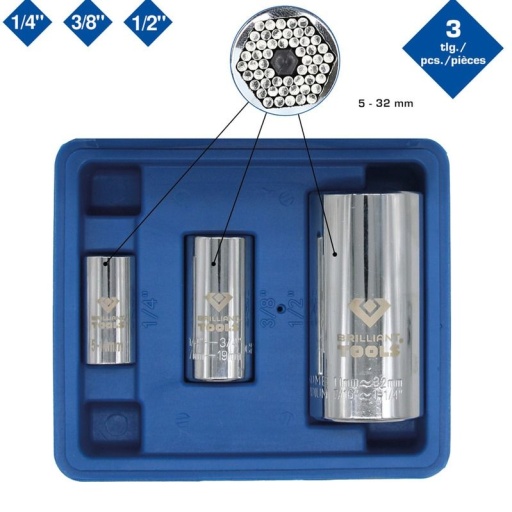Jeu de 3 douilles 5 - 32 mm