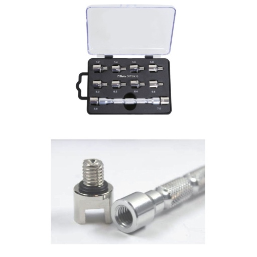 Set clé universelle à embout interchangeable avec 10 embouts, pour serrage des rayons de roues