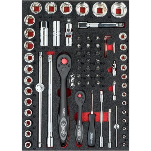 Module douilles 1/4 et 1/2,  71 pièces