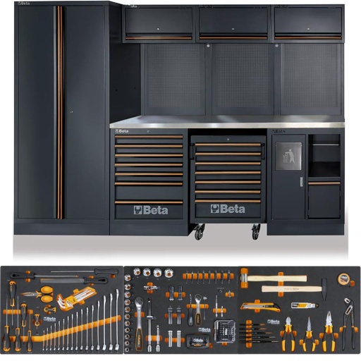 Combinaison d'ameublement d'atelier C45PRO X comprenant 196 outils Beta Worker