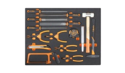 Composition pour mobilier C35
1719BMA/Q	200 mm	
1719BMA/T	200 mm	
1719BMA/P	200 mm	
1719BMA/M	200 mm	
1719BMA/R	200 mm	
1032	pinces pour circlips intérieurs à becs droits 180 mm	
1034	pinces pour circlips intérieurs à becs coudés 170 mm	
1036	pinces pour circlips extérieurs à becs droits 175 mm	
1038	pinces pour circlips extérieurs à becs coudés 175 mm	
1370T	marteau de mécanicien 300 g	
1390N	maillet à embouts nylon Ø 35 mm	
35	burins nervurés 200 mm	
1692	mètre à ruban 5 mt	
1725CR	mini - monture de scie à métaux 260 mm	
1771	cutter à lame sécable 18 mm avec lames 18 mm
Dimensions des tiroirs 600x447mm