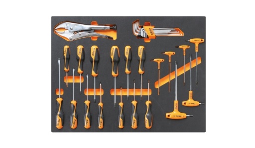 Plateau mousse avec outils de vissage 29 pièces