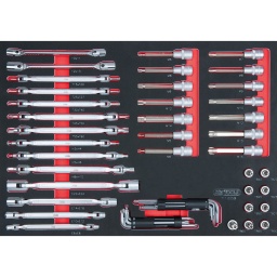Module 1/1
Pour servantes d'atelier et coffres à outils
Rangement ordonné grâce à une découpe
Résistant aux hydrocarbures et aux produits chimiques
Insert en mousse tricolore haute résistance