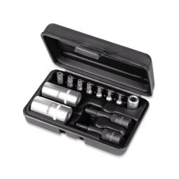 Kit de démontage des soupapes installation de climatisation avec séries d'embouts a cinq pointes
embouts a cinq pointes
compris dans le kit :
- 2 douilles femelles 8 pans dia 12 et 15 mm pour soupapes haute pression
- 2 douilles mâles à cliquet section 2.2 et 3.2 mm pour soupapes papillon
- 1 série d'embouts a cinq pointes taille :pt10. pt15. pt20. pt25. pt27. pt30. pt40
