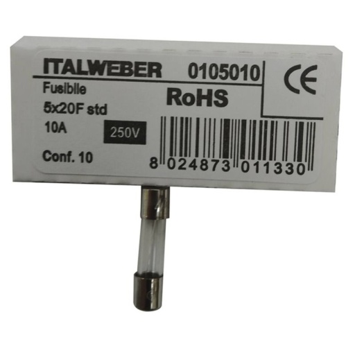 Fusible en verre 5x20mm 10A 250V pour chauffage fioul