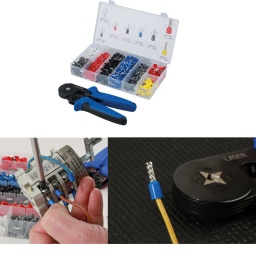 Les cosses à sertir sont devenues de plus en plus courantes au cours des années, notamment lors de l'installation de composants électroniques de deuxième monte sur les véhicules. Particulièrement utiles pour le montage de systèmes de gestion de l'énergie auxiliaire, de régulateurs de charge, etc. lorsque des connecteurs de type « WAGO® » ou à vis sont utilisés. Les cosses, lorsqu'elles sont utilisées avec l'outil de sertissage approprié, remplacent la nécessité d'étamer les extrémités des fils en soudant. Les cosses sont serties à l'extrémité d'un fil nu pour améliorer le support du fil et la qualité de la connexion. La pince à sertir à 4 dents fournie assure un sertissage soigné et très solide. Plus rapide et plus facile que d'étamer l'extrémité du fil. La gaine de couleur fournit un support supplémentaire au fil au point de contact avec la connexion.
Outil de sertissage de cosses inclus.
Les assortiments de tailles de cosses comprennent : 22 AWG/0,5 mm2 (200), 20 AWG/0,75 mm2 (200), 18 AWG/1,0 mm2 (200), 16 AWG/1,5 mm2 (250), 14 AGW/2,5 mm2 (250), 12 AWG/4,0 mm2 (50), 7 AWG/10 mm2 (25), 10 AWG/6 mm2 (25).
Utilisé sur les voitures, les véhicules utilitaires légers et lourds, les camping-cars, les mobil-homes et les composants électroniques en général.
L'extrémité des fils est prête à être serrée, ce qui empêche l'effilochage des brins, apporte une résistance supplémentaire et facilite le serrage.
Plus rapide et plus propre à appliquer que les extrémités étamées. Idéal pour le montage sur les connecteurs à vis et de type « WAGO®