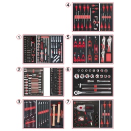 Empreinte des outils découpée au laser 
Résistant aux huiles et produits chimiques 
Mousse imputrescible 

