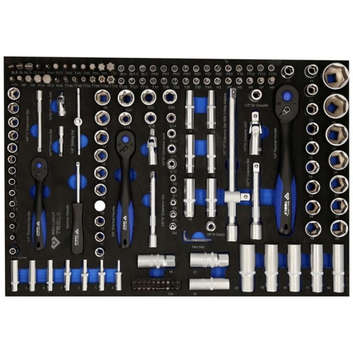 Composition d'outils avec douilles et cliquets, 172 pcs